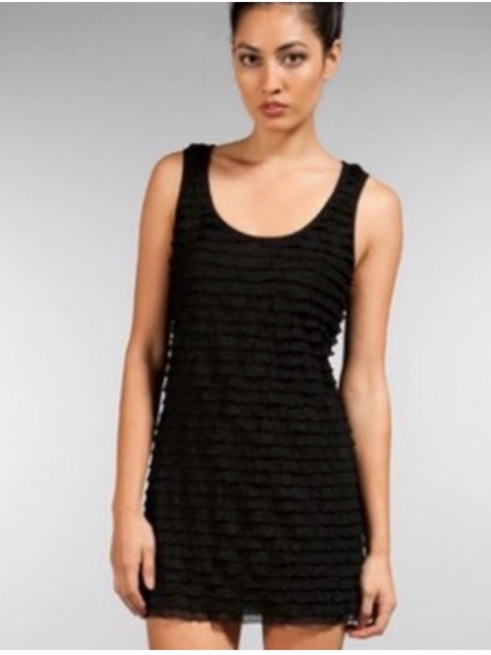 Free People Black Ruffled Tiered Tank Dress Size S NWOT